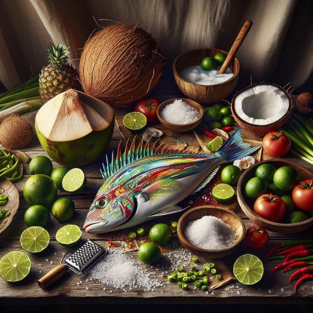 Tongan Ota Ika Tropical Feast ingredients